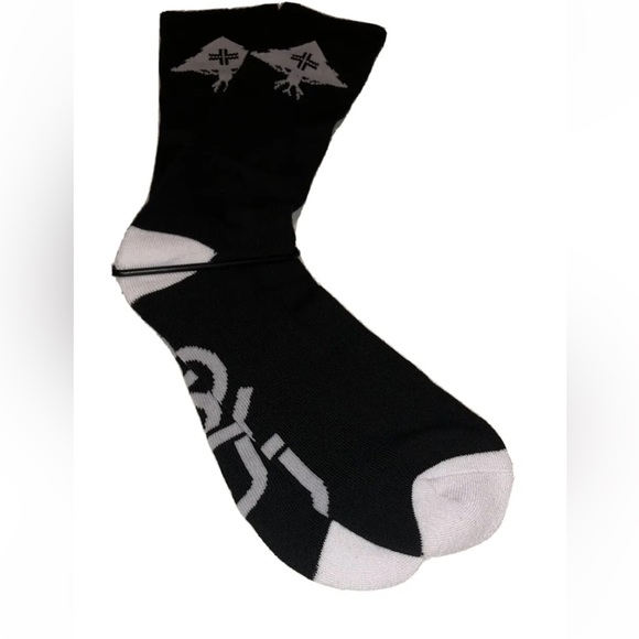 LRG Lifted Research Group Crew Socks 1 Pair Men 6.5-12 Black w White Tree & Logo - Picture 6 of 9